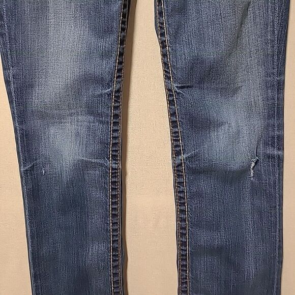 Big Star Nico Medium Wash Straight Jeans 26L Embroidered Flap Pockets Distressed - Picture 4 of 16